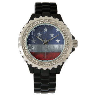 Industrial American Flag Patriotic wrist watch Horloge