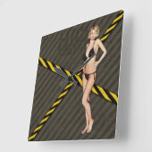 Industrial Bikini Babe Vierkante Klok (Hoek)