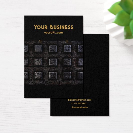Industrial Black 2 Earring Holder Display Cards Visitekaartje (Bureau)