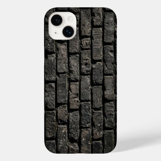 Industrial Black Brick Wall Texture iPhone Case (Achterkant)