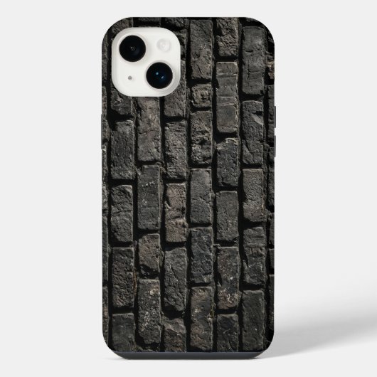 Industrial Black Brick Wall Texture iPhone Case Hoesje (Achterkant)