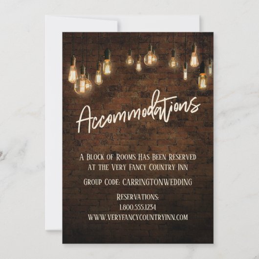 Industrial Brick Edison Lights Accommodatie Kaart (Voorkant)