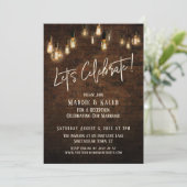 Industrial Brick Edison Lights Laten we vieren Kaart (Staand voorkant)