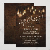 Industrial Brick Edison Lights Laten we vieren Kaart (Voorkant / Achterkant)