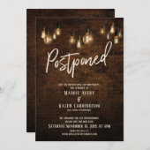 Industrial Brick Edison Lights Postponed Wedding Kaart (Voorkant / Achterkant)