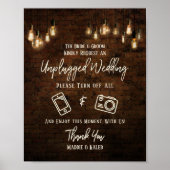 Industrial Brick Edison Lights Unplugged Wedding Poster (Voorkant)