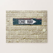 Industrial Brick Wall One Way Pijl-teken Legpuzzel (Horizontaal)