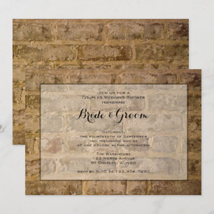 Industrial Chic Brick Couples Wedding Shower Kaart
