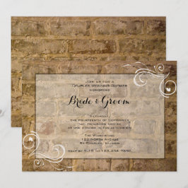 Industrial Chic Brick Swirl Couples Wedding Shower Kaart