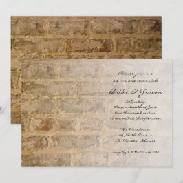 Industrial Chic Bricks Fade Wedding Kaart