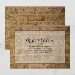 Industrial Chic Bricks Wedding Save the Date Kaart