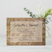 Industrial Chic Bricks with Swirls Wedding Kaart (Staand voorkant)