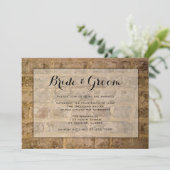 Industrial Chic Brown Bricks Wedding Kaart (Staand voorkant)