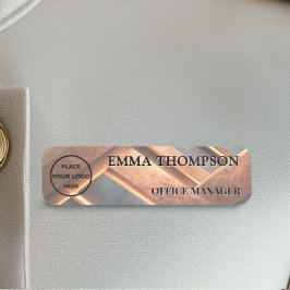 Industrial Chic Copper Facet Name Badge Custom 名札