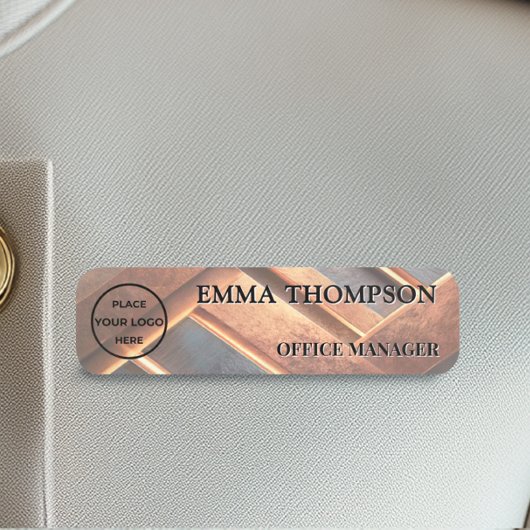 Industrial Chic Copper Facet Name Badge Custom 名札