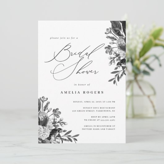 Industrial Chic Floral Calligraphy Vrijgezellenfee Kaart (Staand voorkant)