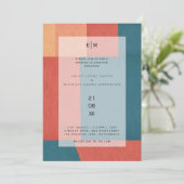 Industrial Chic Tuscan Monogram Abstract Weddensch Kaart (Staand voorkant)