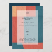 Industrial Chic Tuscan Monogram Abstract Weddensch Kaart (Voorkant / Achterkant)