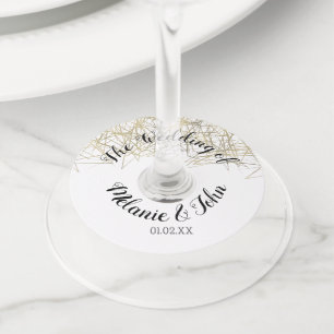 Industrial Cube Foil Wedding - Couples Name Wijnglaslabel