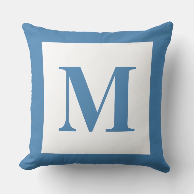 Industrial Decor Monogram Steel Blue Kussen (Voorkant)