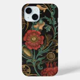 Industrial Elegance Een Steampunk Fusion van Natuu iPhone 15 Case