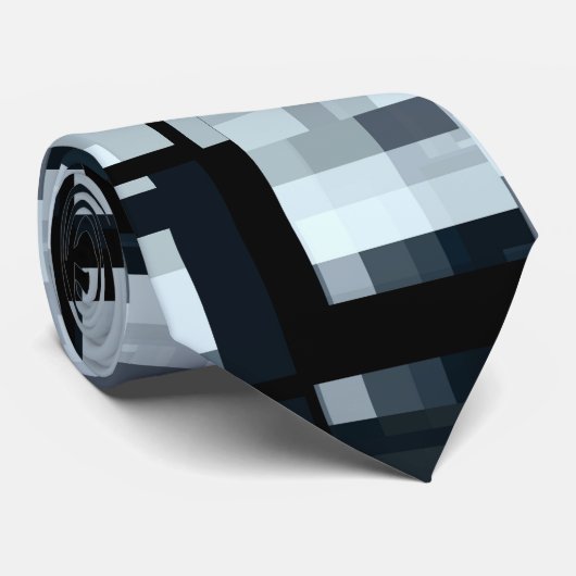 Industrial Graphic Design Dusty Blue Black Stropda Stropdas (Opgerold)