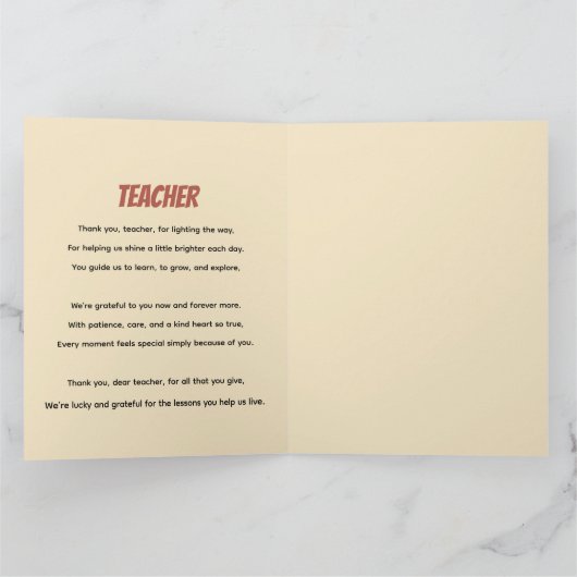 Industrial Grunge Teacher  – Vintage Classroom Bedankkaart (Binnen)