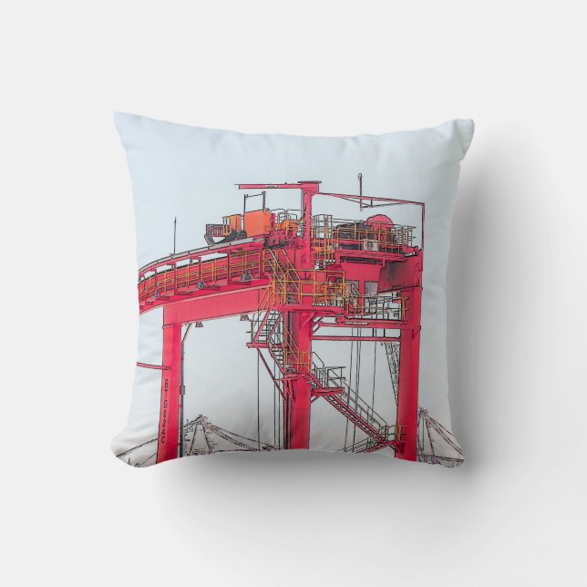 Industrial Harbor Crane Sketch Kussen (Voorkant)