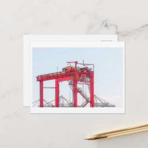 Industrial Harbor Port Crane Sketch Briefkaart