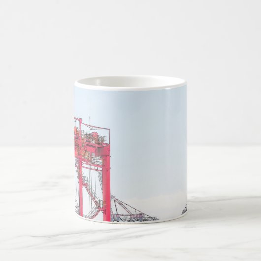 Industrial Harbor Port Crane Sketch Koffiemok (Center)