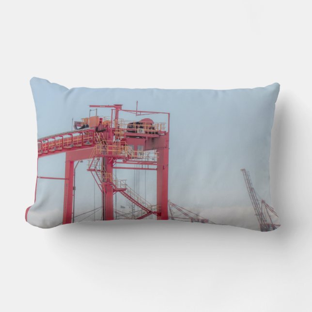 Industrial Harbor Port Crane Sketch Kussen (Voorkant)