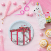 Industrial Harbor Port Crane Sketch Papieren Bordje (Feest)