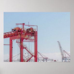 Industrial Harbor Port Crane Sketch Poster