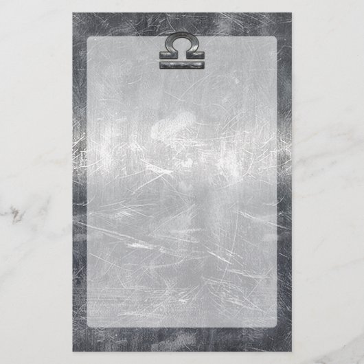 Industrial Libra Zodiab Sign in Silver Steel Briefpapier (Voorkant)