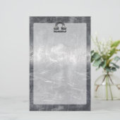 Industrial Libra Zodiab Sign in Silver Steel Briefpapier (Staand voorkant)