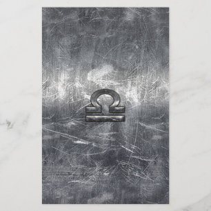 Industrial Libra Zodiab Sign in Silver Steel Briefpapier