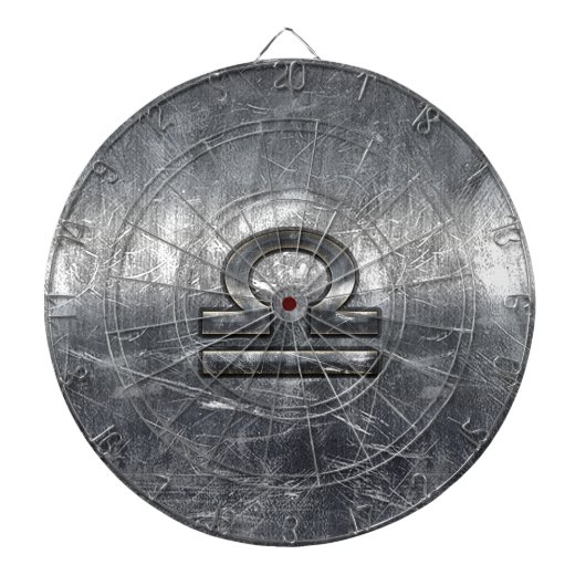Industrial Libra Zodiab Sign in Silver Steel Dartbord (Voorkant)