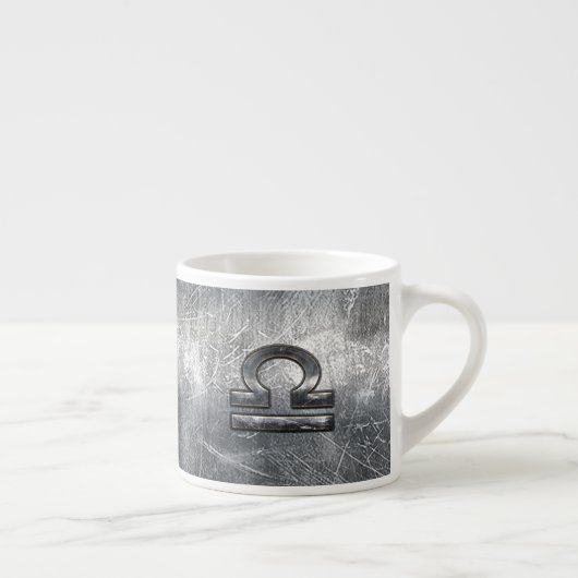 Industrial Libra Zodiab Sign in Silver Steel Espresso Kop (Rechts)