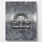 Industrial Libra Zodiab Sign in Silver Steel Fotoplaat (Voorkant)