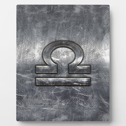 Industrial Libra Zodiab Sign in Silver Steel Fotoplaat (Voorkant)