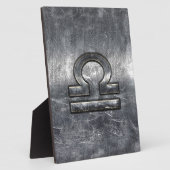 Industrial Libra Zodiab Sign in Silver Steel Fotoplaat (Zijkant)