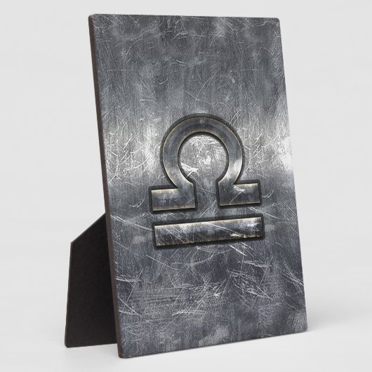 Industrial Libra Zodiab Sign in Silver Steel Fotoplaat (Zijkant)
