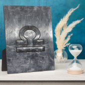 Industrial Libra Zodiab Sign in Silver Steel Fotoplaat (Zijkant)