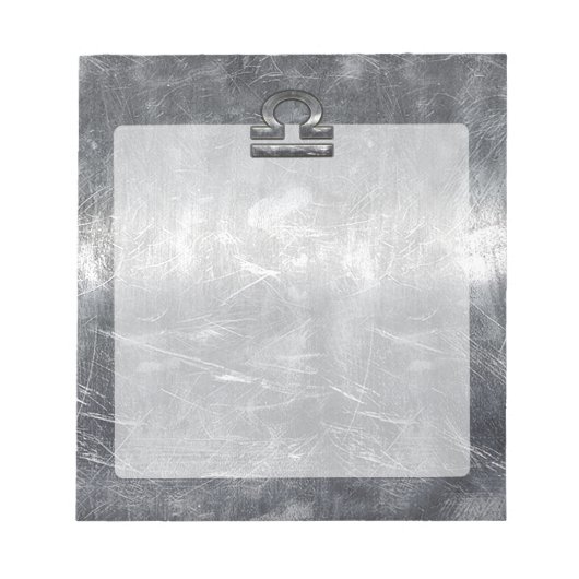 Industrial Libra Zodiab Sign in Silver Steel Notitieblok (Voorkant)
