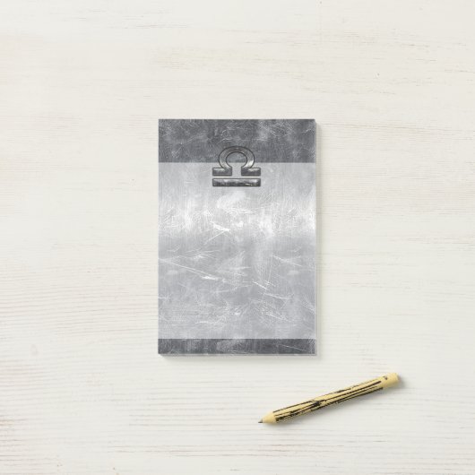 Industrial Libra Zodiab Sign in Silver Steel Post-it® Notes (Op bureau)
