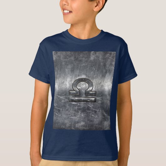 Industrial Libra Zodiab Sign in Silver Steel T-shirt (Voorkant)