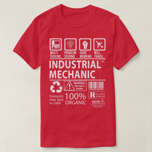 Industrial Mechanic MultiTasking Certified Job Gif T-shirt (Design voorkant)