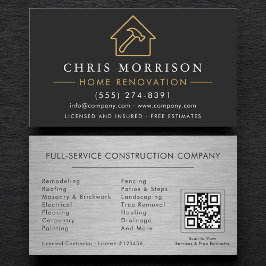 Industrial Metallic Home Renovation QR Code Visitekaartje