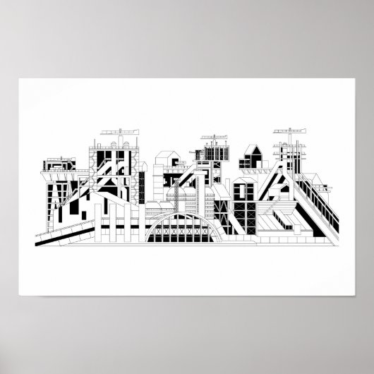 Industrial Metallurgical Combine Silhouette Poster (Voorkant)