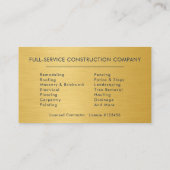 Industrial Navy Blue & Gold Building Construction Visitekaartje (Achterkant)